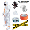 Kit amiante XL combinaison , gants, masques FFP3, sac déchets, ruban adhésif et signalisation Danger Amiante ALD équipement