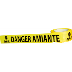 Rubalise jaune Danger Amiante bande de signalisation de sécurité pour chantiers de désamiantage, ALD Équipement