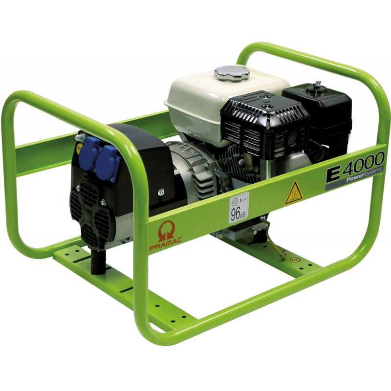 Groupe électrogène monophasé essence E4000 de Pramac est un équipement compact et performant. Groupe électrogène monophasé essence E4000 de Pramac est un équipement compact et performant.