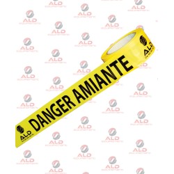 Rubalise DANGER AMIANTE jaune et noire pour signalisation de chantier
