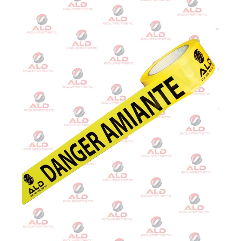 Rubalise DANGER AMIANTE jaune et noire pour signalisation de chantier