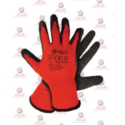 12 paires de gants antidérapants AHEROS AEROGRIP rouges – Paume nitrile pour manutention