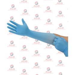 Gants nitrile non poudrés 300 mm à manchette longue