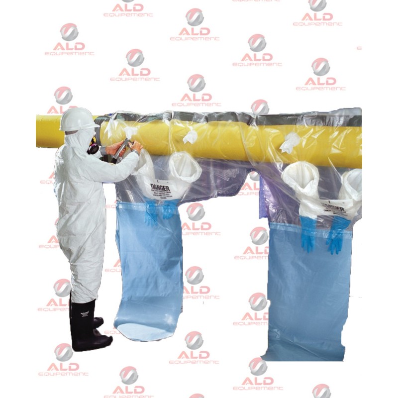 Glovebag horizontal AVAIL – Sac à manches pour retrait d'amiante sur tuyauterie