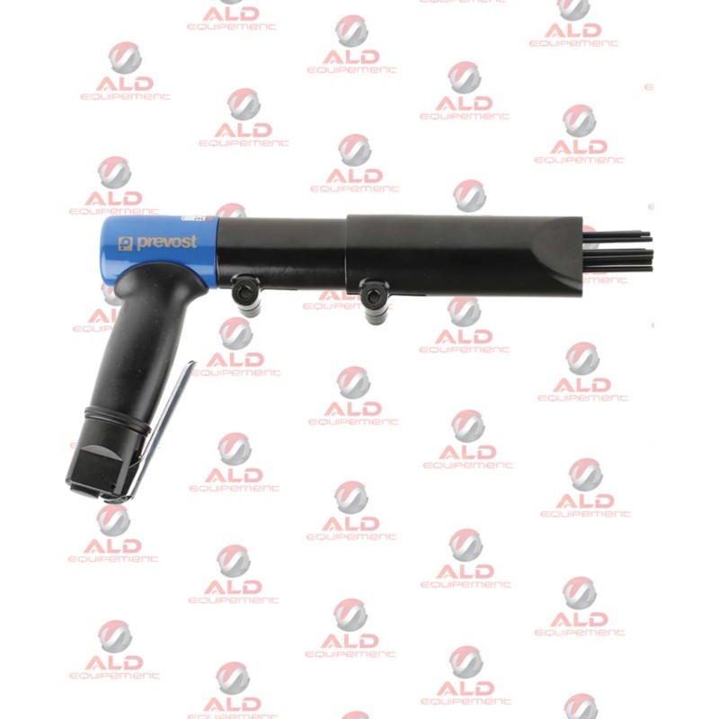 Dérouilleur à aiguilles pneumatique PREVOST droit avec 19 aiguilles Ø3 mm pour dérouillage et nettoyage du métal