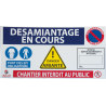 Panneau de signalisation "DÉSAMIANTAGE EN COURS"