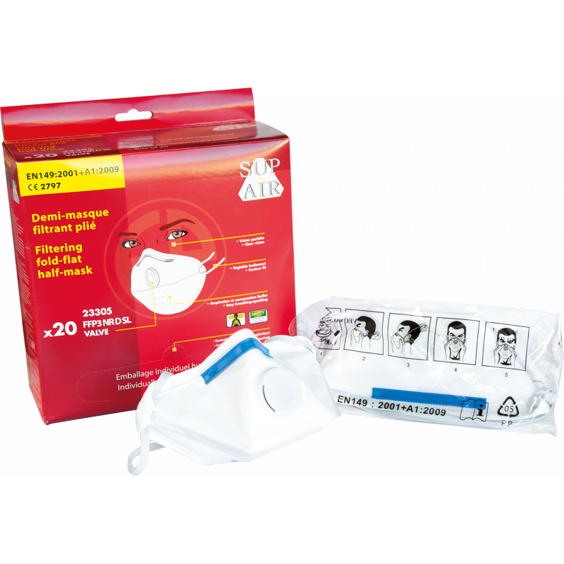 masque ffp3 pliable valve protection amiante chantier