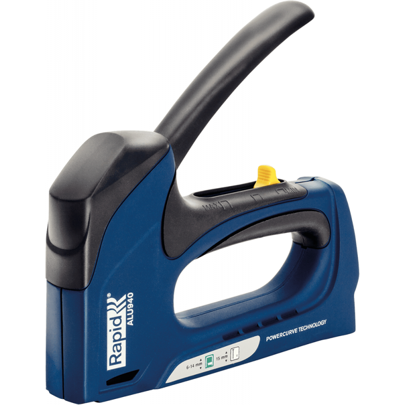 Agrafeuse manuelle. Chargeur double pour agrafes fil plat.